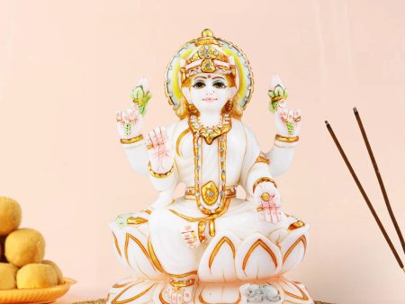 Lakshmi Idol - 8 x 5.5 Inches | Marble Murti  Painted Lakshmi Murti for Pooja Supply