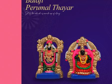 Balaji Perumal Thayar Clay Golu Bommai Pair - 10 x 9 Inches | Giri Golu Doll Navaratri Golu Bomma Gombe Bommai Online