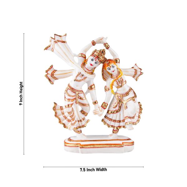 Dancing Radha Krishna Murti - 9 x 7.5 Inches | Resin Statue  Painted Radha Krishna Idol for Pooja Fashion