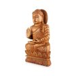 Buddha Statue - 12 x 6 Inches | Wooden Statue  Buddha Idol Sitting On Flower Base  Buddha Murti for Pooja For Cheap