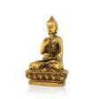 Buddha Statue Sitting On Flower Base - 5 x 3.5 Inches | Aluminium Buddha Murti  Gold Polish Buddha Idol for Home Online Hot Sale