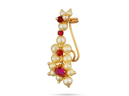 Bullaku Nose Pin - 1.5 Inches | Single Stone Nose Pin  Beads Jewellery  Gold Polish Nathu Bullaku for Deity For Cheap