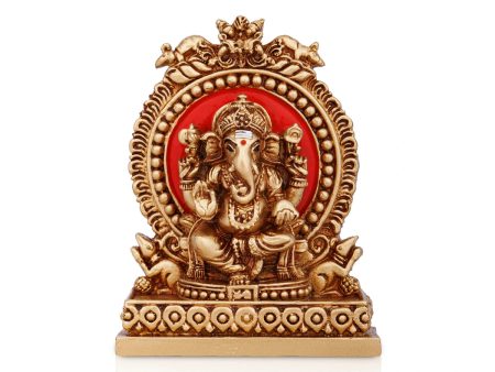 Ganesh Murti With Arch - 4 x 3 Inches | Ganpati Murti Sitting On Sinhasan  Resin Statue for Pooja For Sale