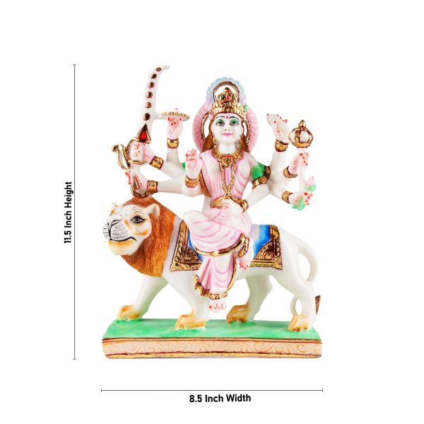 Durga Murti Sitting On Lion - 11.5 x 8.5 Inches | Resin Statue  Painted Durga Idol  Durga Statue for Pooja Cheap