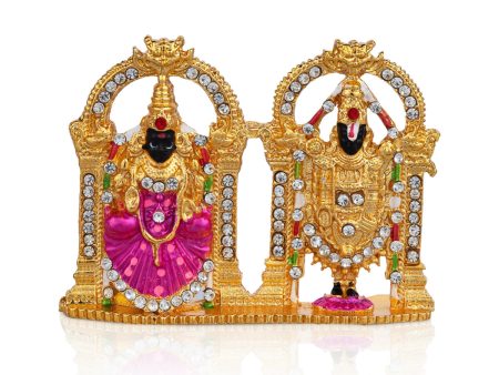 Perumal Thayar Statue - 2 x 3 Inches | Gold Polish With Stone Balaji Thayar Murti  Perumal Thayar Murti for Car Supply