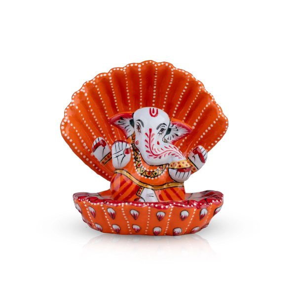 Painted Ganesh Murti - 4 x 3.5 Inches | Aluminium Vinayagar Statue  Shell Ganesha Statue for Pooja Discount