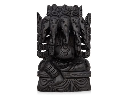 5 Face Ganesh Murti - 6 x 4 Inches | Karungali Statue  Ebony 5 Face Vinayaka Idol for Pooja Fashion