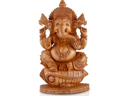 Ganesh Murti - 10 x 6 Inches | Vinayagar Statue  Wooden Statue  Flat Ganpati Statue for Pooja Online now