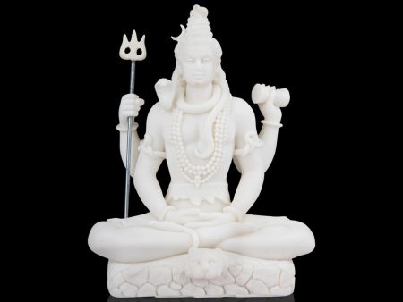 Shiv Murti With 4 Hands - 8 x 6 Inches | Marble Dust Murti  Sitting Shiva Statue for Pooja Discount