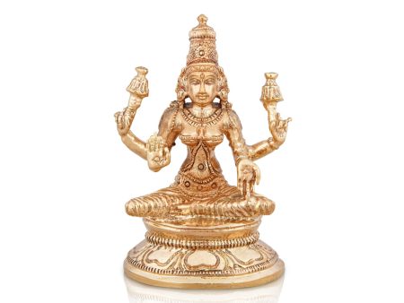 Lakshmi Idol - 3 x 2.25 Inches | Panchaloha Statue  lakshmi murti  Sitting Laxmi Murti for Pooja  215 Gms Approx For Discount