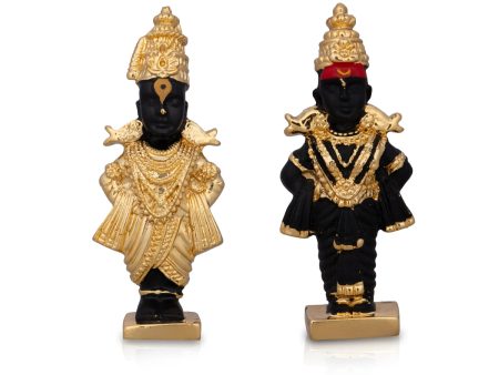 Panduranga Rukmini Pair - 3 x 1 Inches | Ceramic Sculpture  Rukmini Panduranga  Panduranga And Rukmini for Pooja For Discount