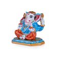 Ganesh Murti - 5 x 5 Inches | Aluminium Vinayagar Statue Sitting On Chowki  Painted Ganpati Murti for Pooja Online Sale