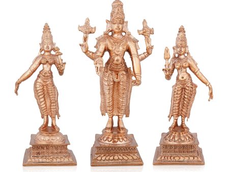 Perumal Sridevi Bhudevi Idol Set - 6 x 3 Inches | Panchaloha Statue  Balaji Murti With Sridevi Bhudevi for Pooja Online now