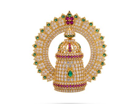 Half Crown With Arch - 3 x 3 Inches | Multicolour Stone Perumal Kiridam  Stone Kireedam  Stone Mukut for Deity For Cheap