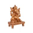 Ganesh Murti - 8 x 6 Inches | Wooden Statue  Ganapati Idol Sitting On Chowki  Vinayagar Statue for Pooja For Sale