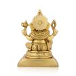 Ganesh Murti Sitting On Chowki - 6 x 4 Inches | Antique Brass Idol  Ganpati Murti for Pooja  1.970 Kgs Discount