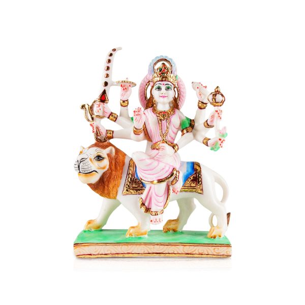 Durga Murti Sitting On Lion - 11.5 x 8.5 Inches | Resin Statue  Painted Durga Idol  Durga Statue for Pooja Cheap