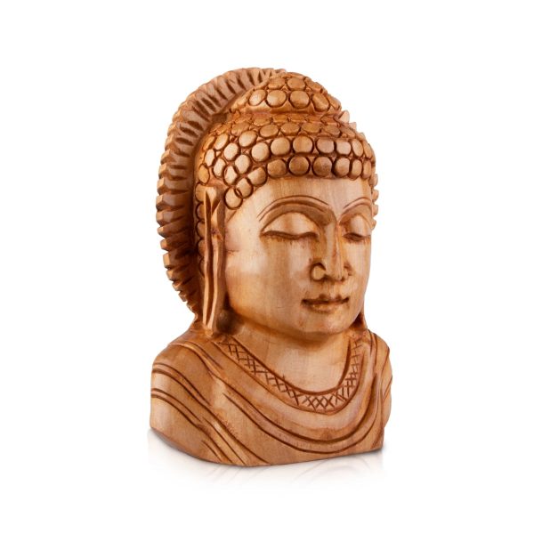 Buddha Bust Statue - 4 x 3 Inches | Wooden Statue  Buddha Idol  Buddha Murti for Pooja For Discount