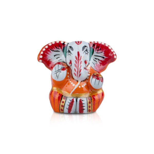 Painted Ganesh Murti - 1 x 1.5 Inches | Aluminium Vinayagar Statue  Big Ear Ganesha Statue for Pooja For Discount