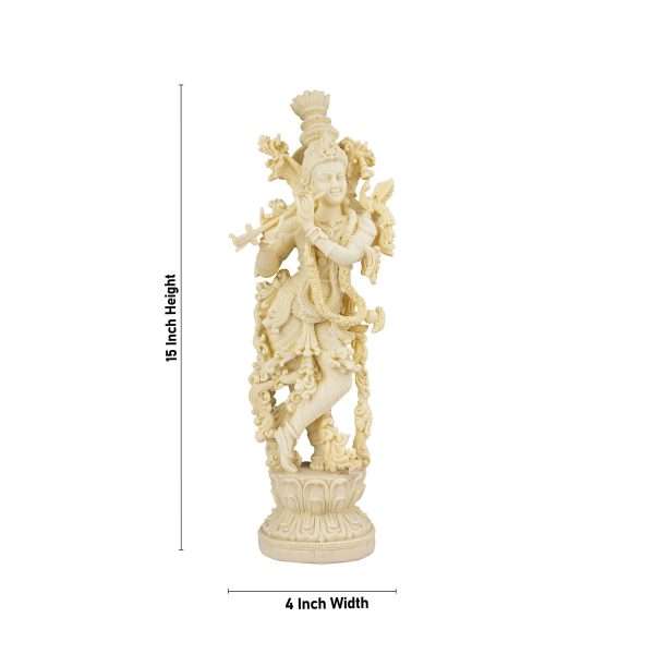 Krishna Murti - 15 x 4 Inches | Marble Dust Murti  Standing Krishna Statue for Pooja For Cheap