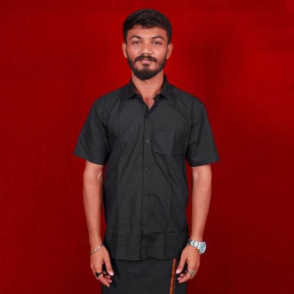 Shirt - Size 44 | Half Sleeves Formal Shirt  Black Colour Half Hand Casual Shirt for Men Hot on Sale