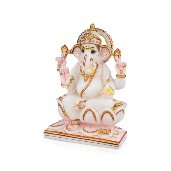 Ganesh Murti - 8 x 5.5 Inches | Vinayagar Statue  Marble Dust Murti  Painted Ganpati Statue for Pooja For Cheap