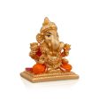 Ganesh Murti Sitting On Bajot - 2.75 x 2 Inches | Metal Gold Polish Vinayaka Statue  Ganpati Statue for Pooja Cheap