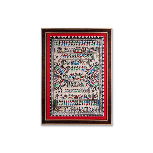 Pattachitra Painting Frame - 22 x 16 Inches | Tribal Design Hand Painted Frame  Patachitra Painting for Home Online now