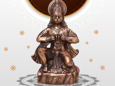 Anjaneya Statue - 16 Inches | Hanuman Sitting  Copper Idol  Hanuman Murti  Hanuman Statue for Pooja Online Sale