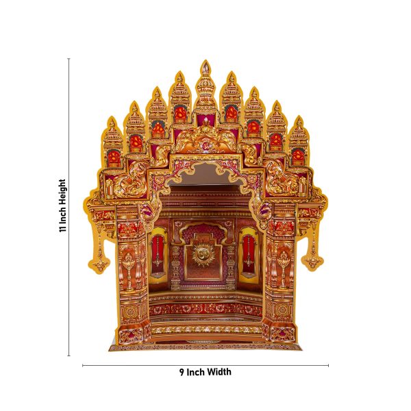 Ganpati Decoration Mandir - 11 x 9 Inches | Copper Temple Design Paper Mandir  Eco Friendly Mandir Decoration Hot on Sale