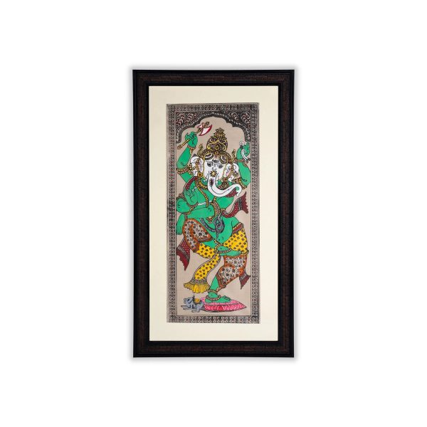 Pattachitra Painting Frame - 22 x 12 Inches | Dancing Ganesh Design Patachitra Painting  Hand Painted Frame For Sale