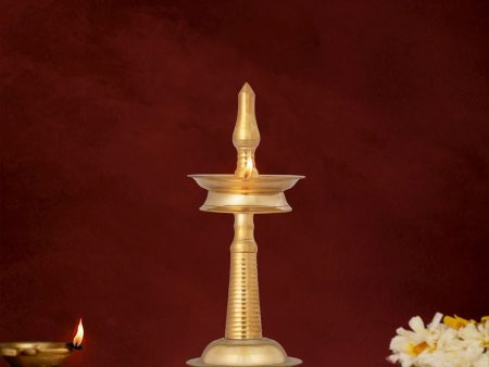 Kerala Vilakku - 10 x 4 Inches | Brass Deepam  Kerala Kuthu Vilakku  Kerala Lamp for Pooja  580 Gms Approx Sale