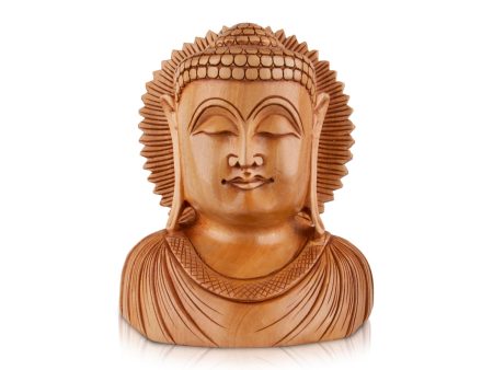 Buddha Bust Statue - 6 x 5 Inches | Wooden Statue  Buddha Idol  Buddha Murti for Pooja For Sale