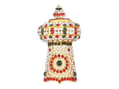 Half Crown - 3 x 1.5 Inches | Multicolour Stone Half Kireedam  Half Mukut  Half Kiridam for Deity on Sale