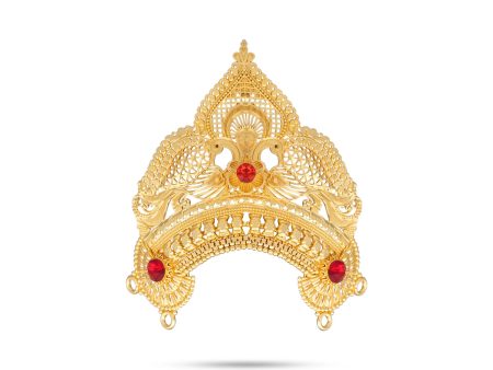 Half Crown - 3.5 x 3 Inches | Gold Polish Half Kireedam  Stone Kiridam  Mukut for Deity Decor Online Hot Sale