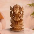 Ganesh Murti - 8 x 4.5 Inches | Vinayagar Statue  Wooden Statue  Flat Ganpati Statue for Pooja Online