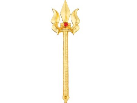 Trishul - 3 x 1 Inches | Gold Polish With Stone Astras  God Shiva Trishul  Soolam  Durga Maa Trishul for Deity Online now