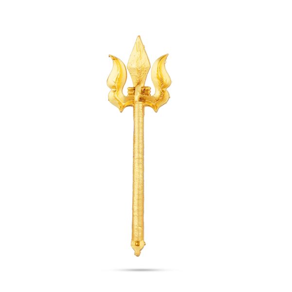 Trishul - 3 x 1 Inches | Gold Polish With Stone Astras  God Shiva Trishul  Soolam  Durga Maa Trishul for Deity Online now