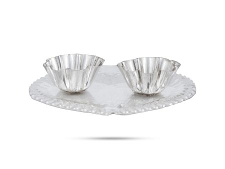 Kumkum Cup With Plate - 1 x 3.5 Inches | White Metal Kumkum Bharani  Heart Shape Plate With Kumkum Bowl for Pooja Online now