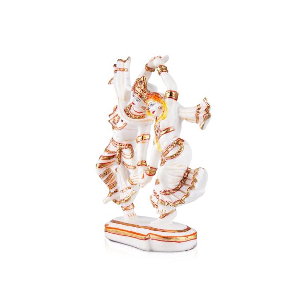 Dancing Radha Krishna Murti - 9 x 7.5 Inches | Resin Statue  Painted Radha Krishna Idol for Pooja Fashion