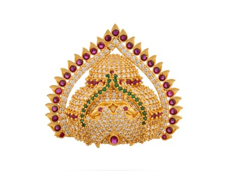 Half Crown With Arch - 2.5 x 2.75 Inches | Multicolour Stone Kireedam  Stone Kiridam for Deity Cheap