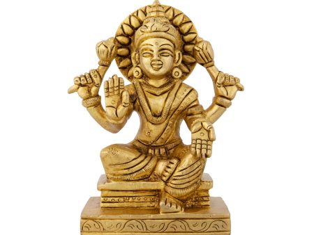 Lakshmi Idol Sitting On Chowki - 4.5 x 3.75 Inches | Antique Brass Idol  Laxmi Idol for Pooja  935 Gms Approx Fashion