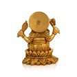 Ganesh Murti Sitting On Lotus - 4.5 x 4 Inches | Antique Brass Idol  Ganpati Murti for Pooja  1.005 Kgs Approx Supply