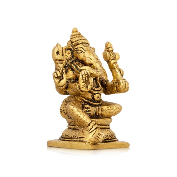 Ganesh Murti - 2 x 4 Inches | Antique Brass Idol  Sitting Ganpati Murti for Pooja  250 Gms Approx Online Hot Sale