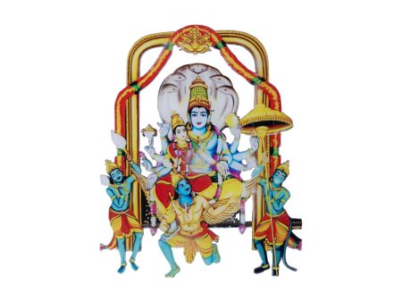 Laxmi Vishnu Murti With Sheshnag Fridge Magnet - 3.5 x 2.5 Inches | Vishnu Lakshmi Idol Photo Magnet for Home Online Sale