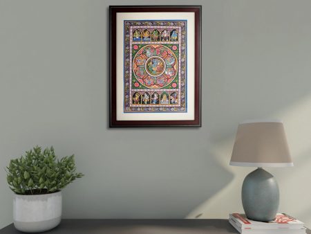 Pattachitra Painting Frame - 24 x 18 Inches | Krishna Story Design Patachitra Painting  Hand Painted Frame for Home Fashion