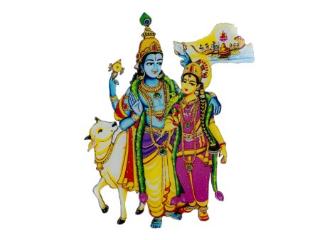 Cow Radha Krishna Fridge Magnet - 3.5 x 2.5 Inches | Radha Krishna With Cow Photo Magnet  Picture Magnet for Home Sale