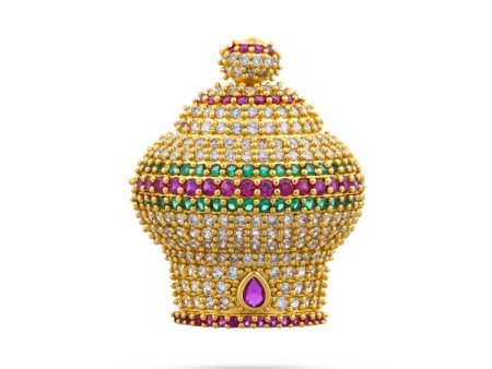 Half Crown - 1.5 x 1.25 Inches | Multicolour Stone Mukut  Stone Kireedam for Deity For Discount