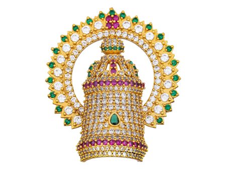 Half Crown With Arch - 2 x 1.75 Inches | Multicolour Stone Kireedam  Perumal Stone Kiridam for Deity Cheap