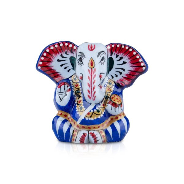 Painted Ganesh Murti - 5 x 2.25 Inches | Aluminium Vinayagar Statue  Big Ear Ganesha Statue for Pooja For Discount